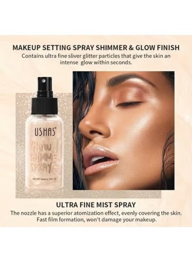 Ushas Glow Shimmer Spray - Shimmer Body Oil Liquid Easy to Push Away Natural Moisture Glitter Face Brightening Glow Pearl Highlighter Illuminator Shine Contouring Makeup for Face and Body #02 - Image 3